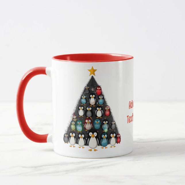 Frohe Weihnachten Funny Pinguin Tree Red Tasse (Links)