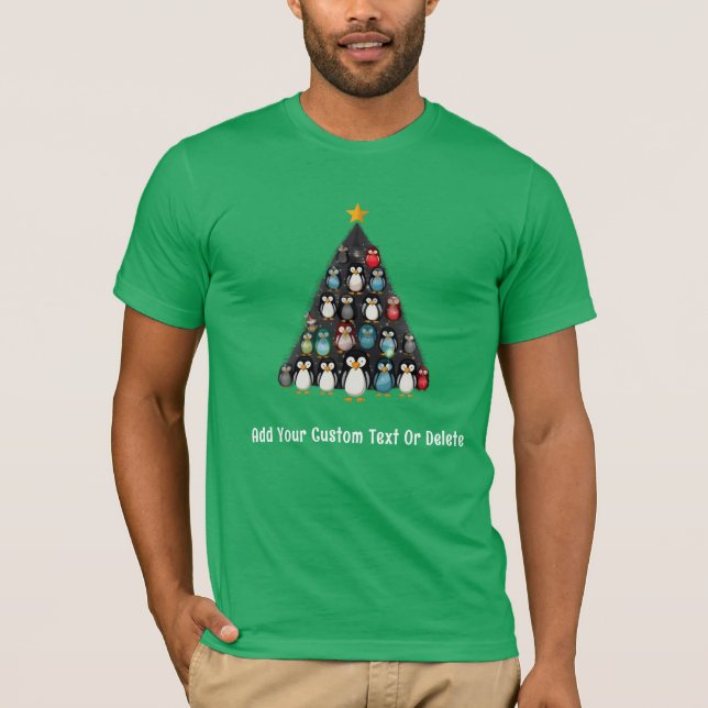 Frohe Weihnachten Funny Pinguin Tree T-Shirt (Vorderseite)