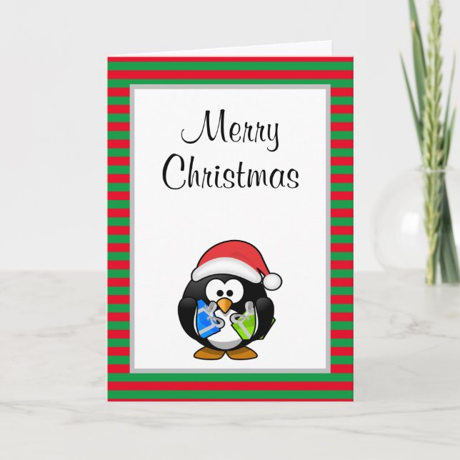 Frohe Weihnachten Funny Pinguin Weihnachtskarte Karte (Vorderseite)