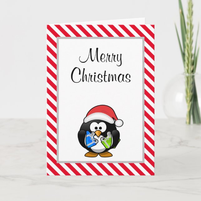 Frohe Weihnachten Funny Pinguin Weihnachtskarte Karte (Vorderseite)