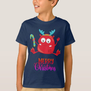 Frohe Weihnachten Funny Red Monster T-Shirt