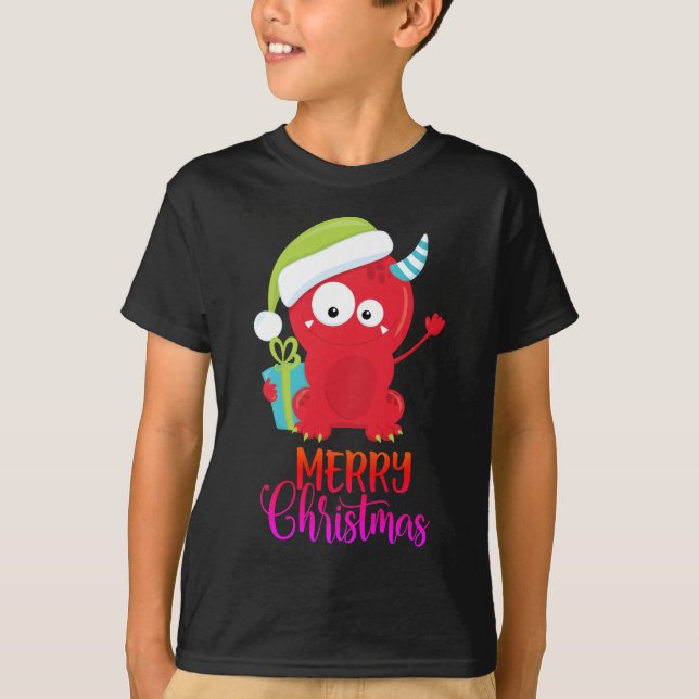 Frohe Weihnachten | Funny Red Santa Monster T-Shirt (Vorderseite)