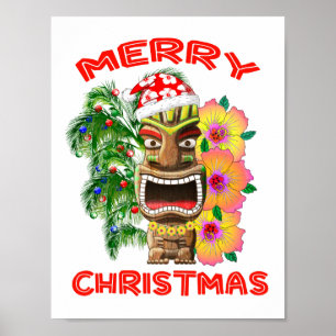 Frohe Weihnachten Funny Santa Tiki Poster