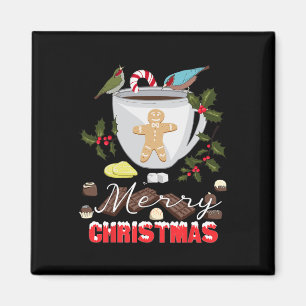 Frohe Weihnachten Funny Tee Party Retro Tea Chocol Magnet