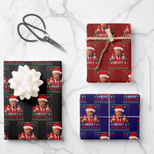 Frohe Weihnachten Funny Trump Weihnachtsmannmütze  Geschenkpapier Set
