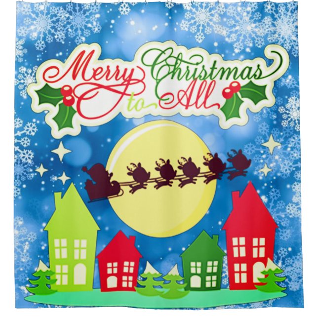 Frohe Weihnachten für alle Duschvorhang (Vorderseite)