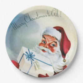 Frohe Weihnachten für alle (Vintager Weihnachtsman Pappteller