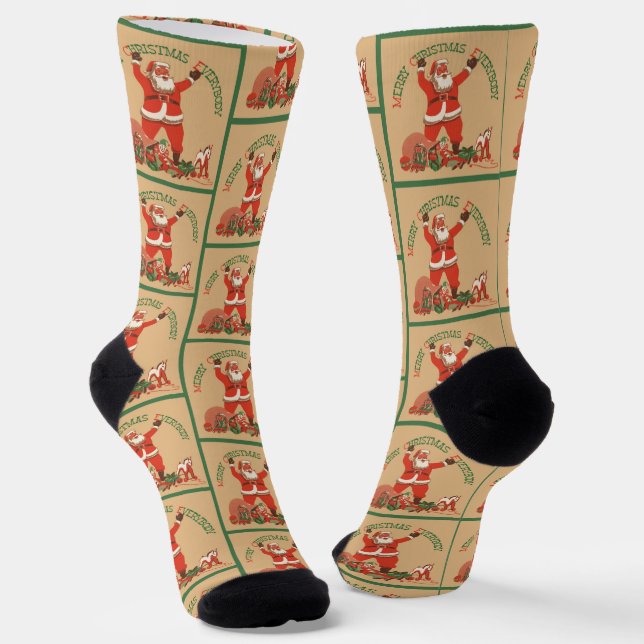 Frohe Weihnachten für alle! Vintager Weihnachtsman Socken