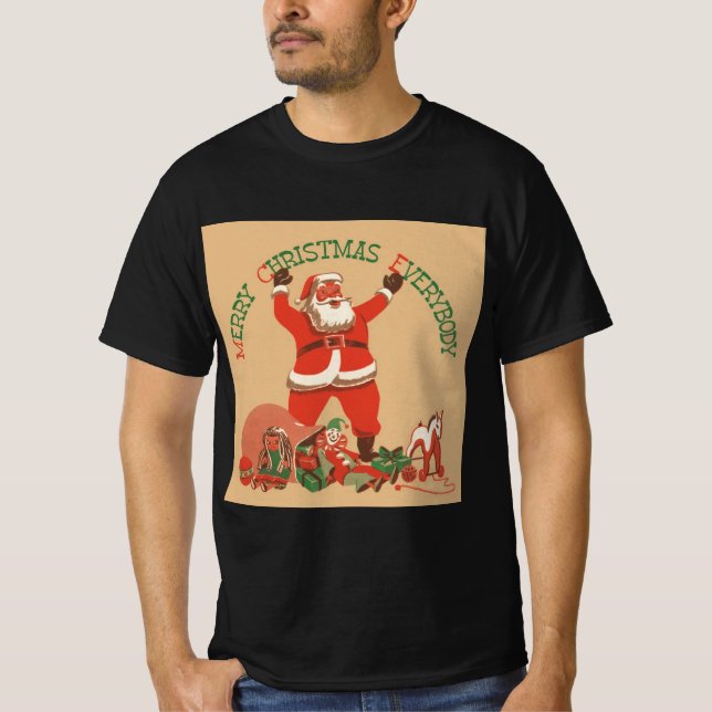 Frohe Weihnachten für alle! Vintager Weihnachtsman T-Shirt (Vorderseite)