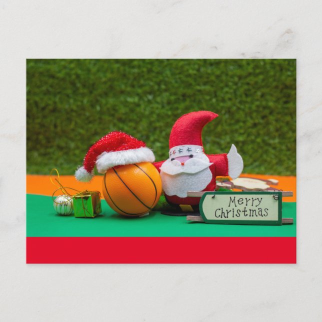 Frohe Weihnachten für Basketball-Spieler mit Weihn Postkarte (Vorderseite)