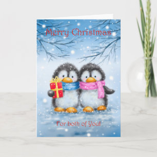 Frohe Weihnachten für beide, Pinguin Couple Karte