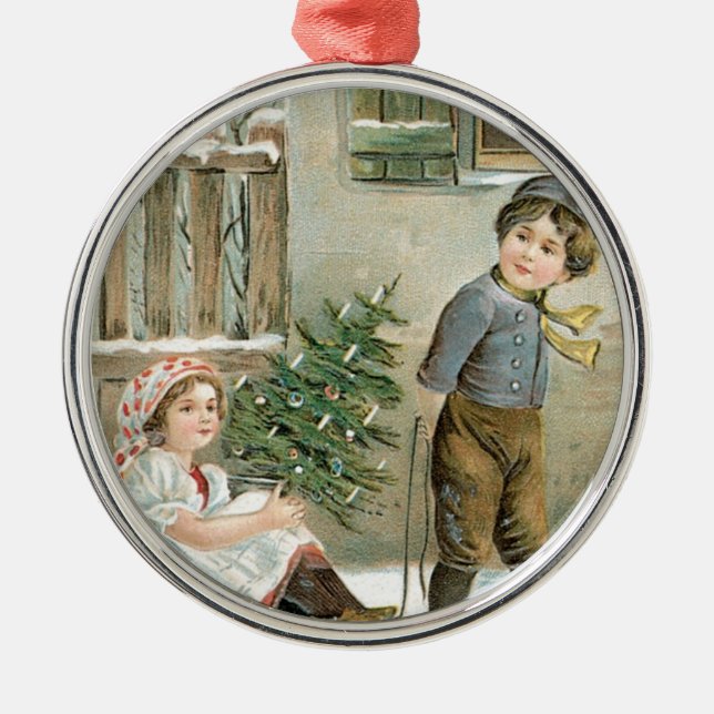 Frohe Weihnachten für dich! Silbernes Ornament (Vorne)