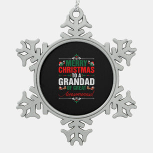 Frohe Weihnachten für einen Großvater von großer G Schneeflocken Zinn-Ornament