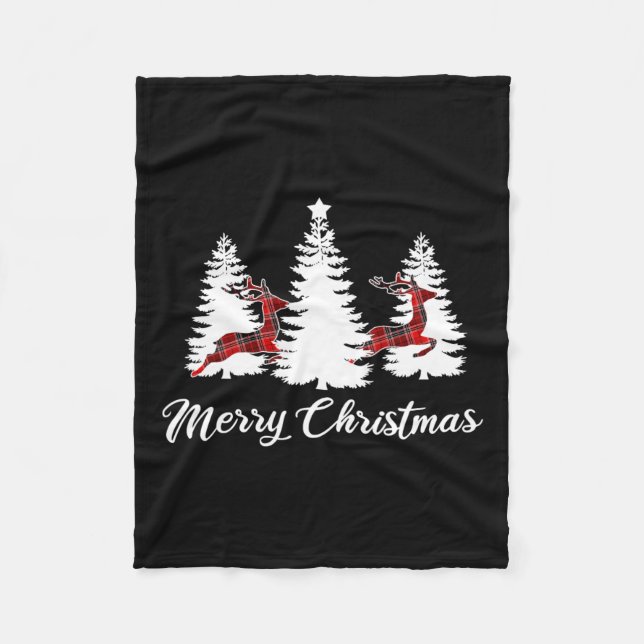 Frohe Weihnachten für Frauen Buffalo Kariert Renti Fleecedecke (Vorderseite)