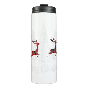 Frohe Weihnachten für Frauen Buffalo Kariert Renti Thermosbecher