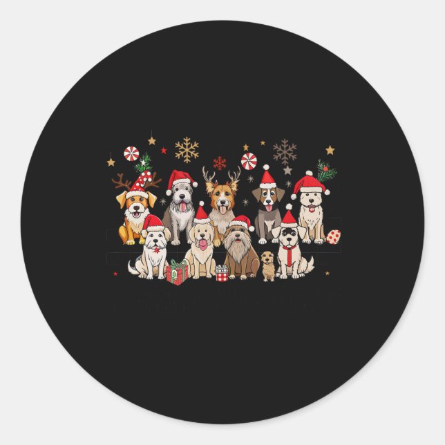 Frohe Weihnachten für Hunde Woofmas Retro Rentier  Runder Aufkleber (Vorderseite)