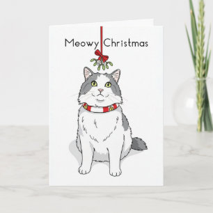 Frohe Weihnachten für jede Katze unter dem Mistelz