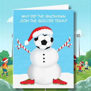 Frohe Weihnachten Fußball Schneemann Witz Karte