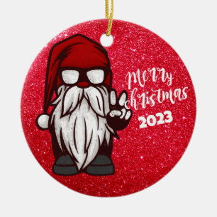 Frohe Weihnachten Gansta, Siegessignatur Gnome San Keramik Ornament