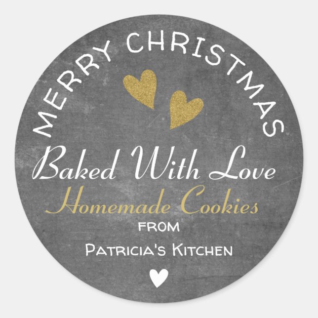 Frohe Weihnachten gebacken mit Liebe Cookies Chalk Runder Aufkleber (Vorderseite)