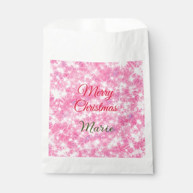 Frohe Weihnachten geben Sie den Namen Rote Funkel  Geschenktütchen (Vorderseite)