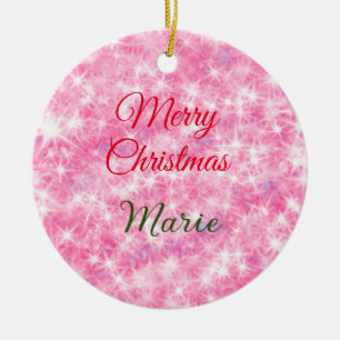 Frohe Weihnachten geben Sie den Namen Rote Funkel  Keramik Ornament