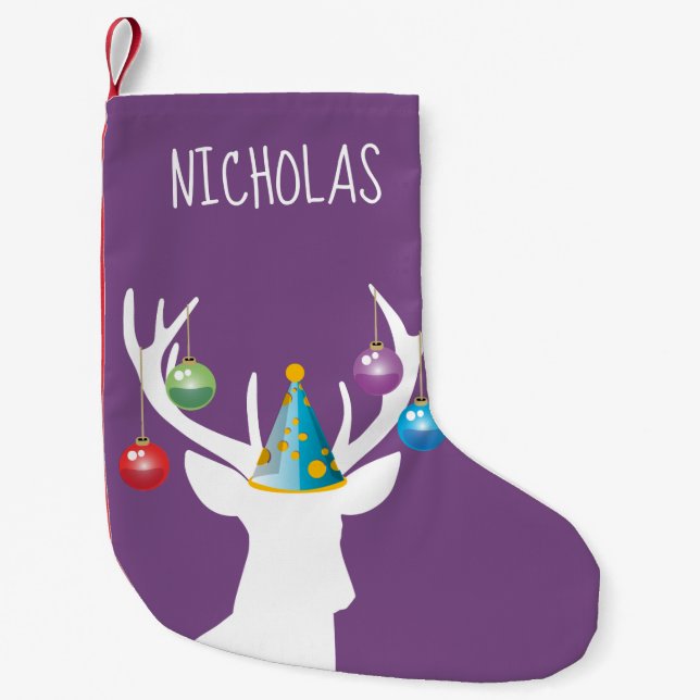 Frohe Weihnachten Geburtstag Hirsch Strumpf Kleiner Weihnachtsstrumpf (Vorderseite)