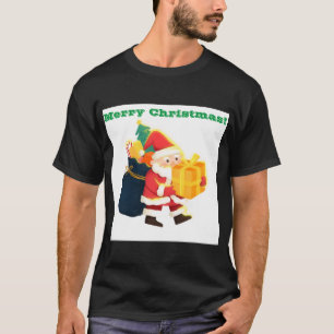 Frohe Weihnachten Gedruckter Wunsch Magic-Tee Schw T-Shirt