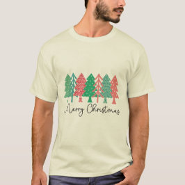 Frohe Weihnachten - Gemusterte Bäume T-Shirt