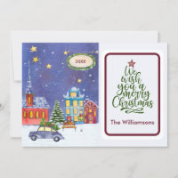 Frohe Weihnachten gemütliche Dorfbewohner Szene We