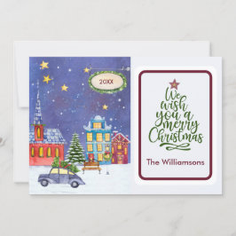 Frohe Weihnachten gemütliche Dorfbewohner Szene We Karte