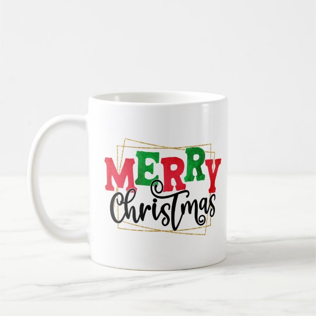 Frohe Weihnachten Gerahmt Design-80716 Kaffeetasse (Links)