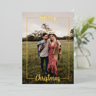 Frohe Weihnachten Gerahmt Volles Foto Folien Feiertagskarte