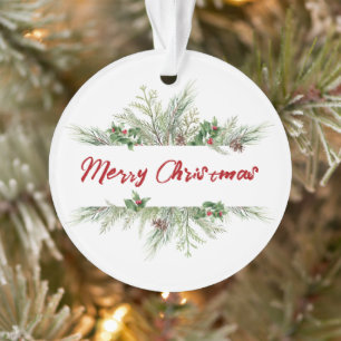 Frohe Weihnachten Gerahmt Winterwetter Gruß Ornament