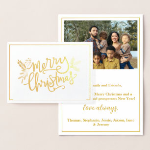Frohe Weihnachten Gerahmten Familie Foto Gold Foil Folienkarte
