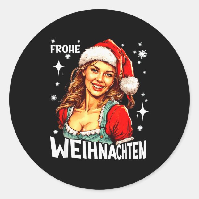 Frohe Weihnachten German Christmas  Runder Aufkleber (Vorderseite)