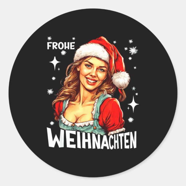 Frohe Weihnachten German Christmas  Runder Aufkleber (Vorderseite)