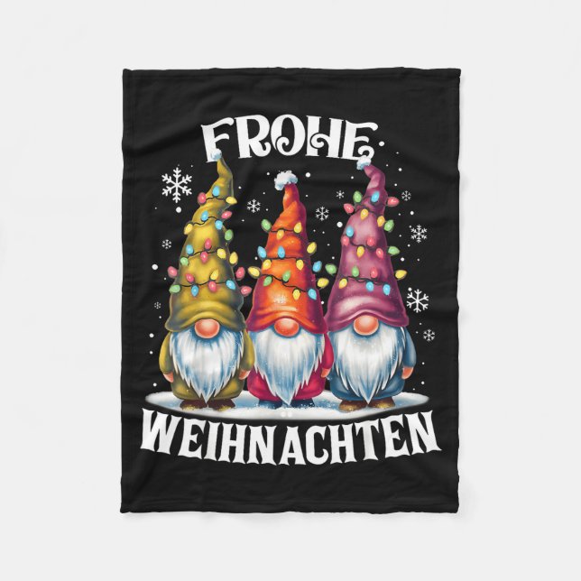 Frohe Weihnachten German Gnome Christmas Decoratio Fleecedecke (Vorderseite)