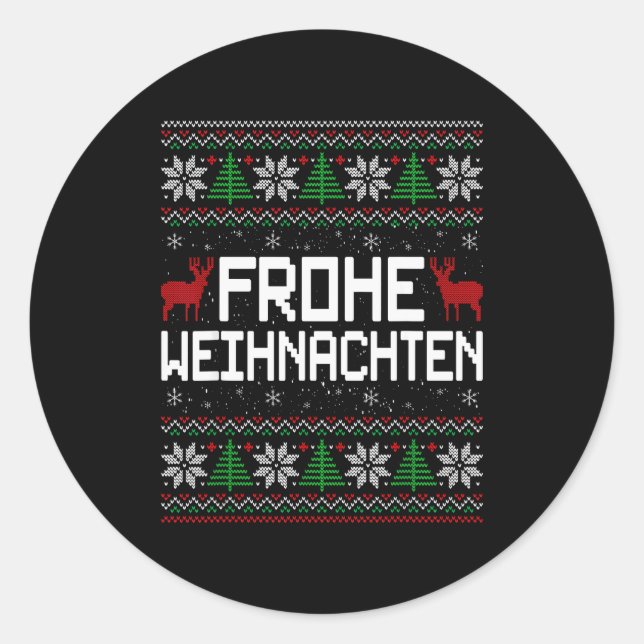 Frohe Weihnachten German Merry Christmas Holidays  Runder Aufkleber (Vorderseite)