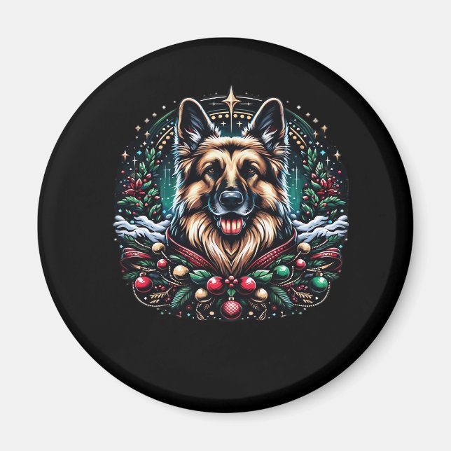 Frohe Weihnachten German Shepherd Classic T - Shir Magnet (Vorne)