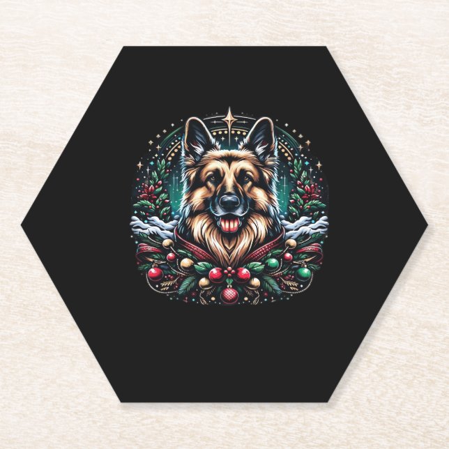Frohe Weihnachten German Shepherd Classic T - Shir Untersetzer (Vorderseite)