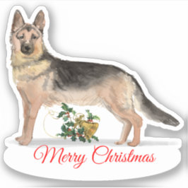 Frohe Weihnachten German Shepherd Custom-Cut Vinyl Aufkleber