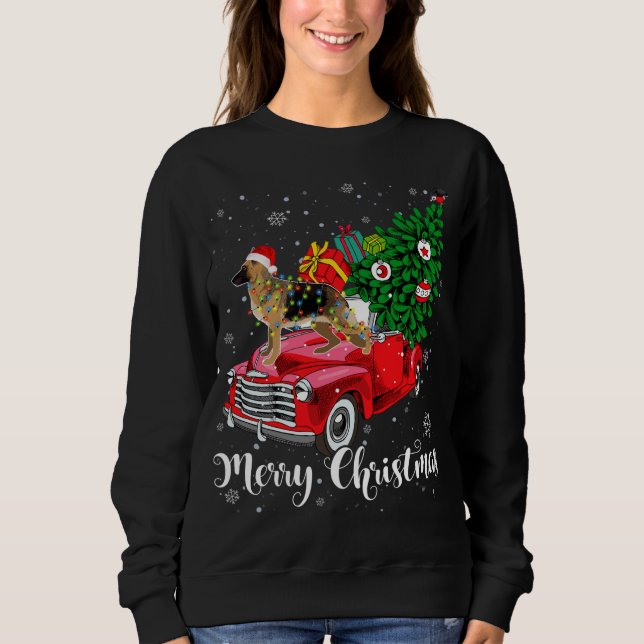 Frohe Weihnachten German Shepherd Santa Light Red  Sweatshirt (Vorderseite)