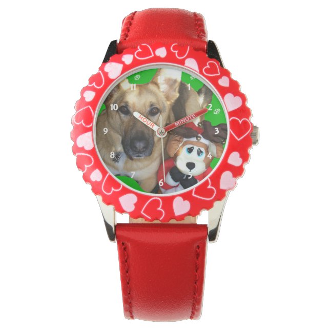Frohe Weihnachten German Shepherd Watch Armbanduhr (Vorderseite)