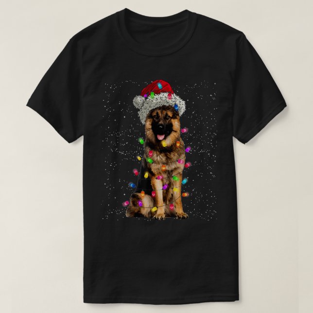 Frohe Weihnachten German Shepherd Weihnachtsmannmü T-Shirt (Design vorne)