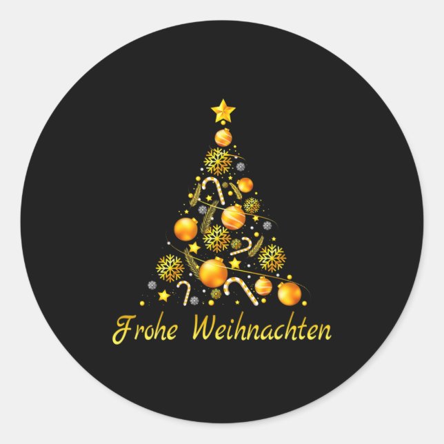 Frohe Weihnachten German Xmas Germany Christmas De Runder Aufkleber (Vorderseite)