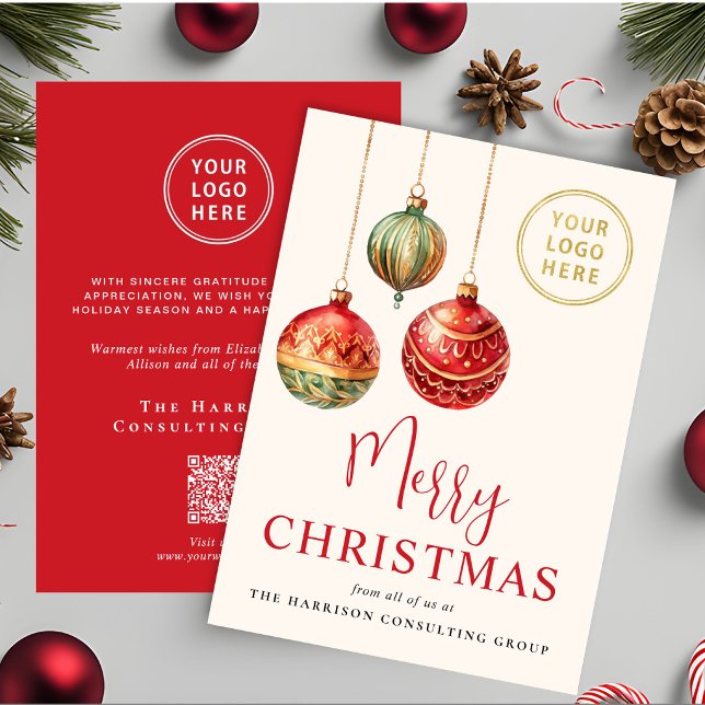 Frohe Weihnachten Geschäft Logo QR Code Ornamente (Merry Christmas Business Logo QR Code Ornaments Holiday Card
)
