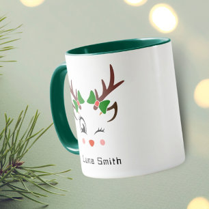 Frohe Weihnachten Geschenk Süße Hirsch Gesichter G Tasse