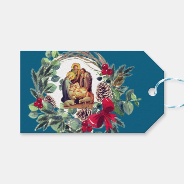 Frohe Weihnachten! Geschenkanhänger (Vorderseite (Horizontal))