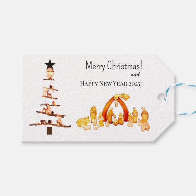 Frohe Weihnachten! Geschenkanhänger (Vorderseite (Horizontal))